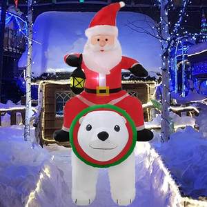 6 英尺 PVC 充气圣诞老人骑着北极熊，带内置 LED 灯，适合户外花园/草坪装饰 - Product Image 5