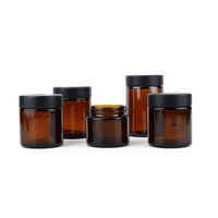 Bocaux en verre ambré CR de 1 oz, 2 oz, 3 oz, 4 oz avec couvercles en bambou, emballage à l'épreuve des enfants, bocal en verre à l'épreuve des enfants pour crème pour le visage et soins de la peau
