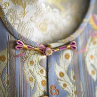 Gilet en brocart de soie à col rond et simple boutonnage, motif Phénix violet en vol, design traditionnel chinois classique 5524