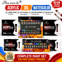 Ensemble de peinture à l'eau Panwenbo, 24 couleurs vibrantes, tubes de 12 ml / 0,4 fl oz, peinture à l'eau pour artistes professionnels