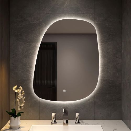 Factory Customized Irregular Wall Mounted LED Smart Mirror Bathroom Mirror with Intelligent Touch Buttons for Home Hotel Salon