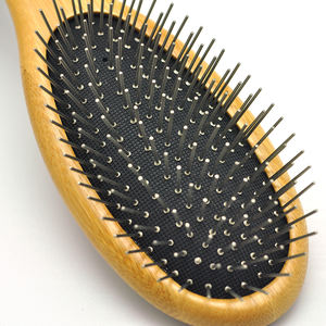 PB-21M köpek evcil hayvan fırçası tarak Slicker iğne tarak bambu ve ahşap saplı Pet bakım masaj fırçası evcil hayvan malzemeleri - Product Image 4