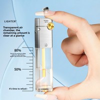 Briquet en métal transparent pour huile et kérosène, fin, portable, rétro, cadeau, magnifique et coupe-vent, durable