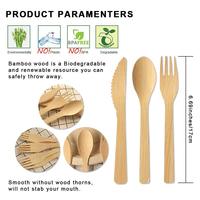 Ensemble de couverts jetables en bambou personnalisables avec logo OEM, cuillère, fourchette, couteau, certifiés FSC, compostables, vaisselle écologique pour fêtes, vente en gros