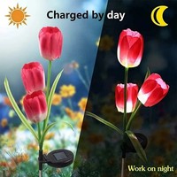 Lampu Taman Tenaga Surya Bentuk Bunga Tulip LED, Dekorasi Taman Luar Ruangan, Lampu Rumput Tahan Air, Lampu Jalur Teras Halaman, Lampu Tulip Tenaga Surya