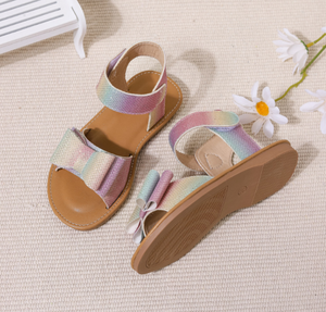 Sandales à nœuds pour enfants, chaussures de princesse, sandales à boucles et crochets, semelles en caoutchouc - Product Image 3