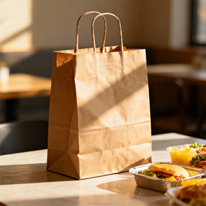 Fresh-keeping Kraft Paper <b>Bag</b> with Handles for Fruit & Vegetable Delivery Organic Produce Packaging Custom Logo - Product Image 1