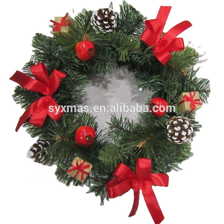 Wholesale holiday flower decorative wreath door hanger PVC Christmas wreath