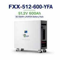 Batería LiFePO4 de 51.2V 600Ah 30.72kWh con Ruedas, Salida Pico de 10.24kW, BMS Inteligente de 200A, CAN, RS485, RS232, IP21, 6000 Ciclos para el Hogar