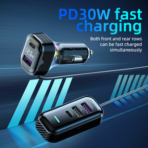 einziehbar auto <span class=keywords><strong>usb</strong></span> typ <span class=keywords><strong>c</strong></span> für iphone 15 multi-port schnelle aufladung bluetooth heck-autoladegerät - Product Image 4