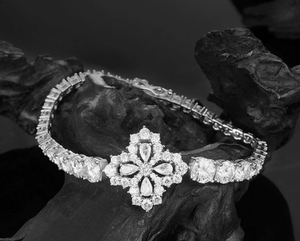 Bracelet tennis en argent 925 pour femme, moissanite taille marquise, motif floral, sertissage à griffes, bijoux de mariage classiques - Product Image 3