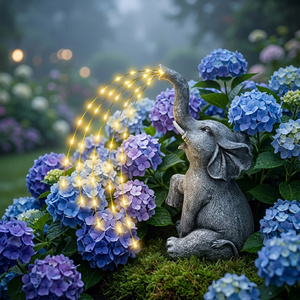 Patung Hewan Lampu Surya Dekorasi Taman 50 LED Resin Gajah Lampu Bercahaya untuk Teras Halaman Kebun Hadiah dan Pembeli Eceran - Product Image 4