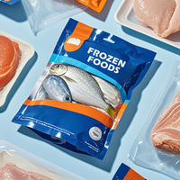 Imprimé sur mesure en gros feuille stratifiée en plastique de qualité alimentaire poulet poisson debout pochette d'emballage d'aliments congelés avec fermeture éclair