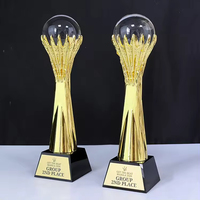 Trophée personnalisé en cristal doré lisse pour événements sportifs, récompenses et commémorations