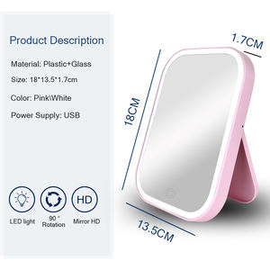 Настольное складное зеркало для макияжа оптом, косметическое зеркало с подсветкой LED, компактное дорожное зеркало для макияжа - Product Image 4