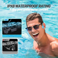 X16 Headset konduksi tulang IPX8 headphone untuk berenang Semua Headset silikon headphone atas telinga gigi biru V5.3