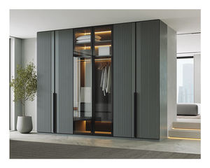 <span class=keywords><strong>Armadio</strong></span> di Lusso con Pannelli Scanalati per Camera da Letto, <span class=keywords><strong>Cabina</strong></span> <span class=keywords><strong>Armadio</strong></span> Personalizzata in Legno Massello con Illuminazione LED e Porta in Vetro, Autoportante - Product Image 2
