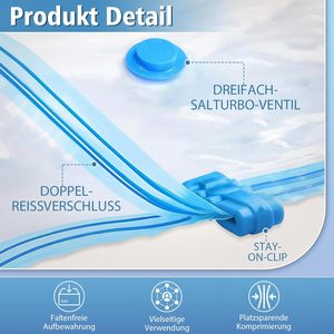 Sacchetti <span class=keywords><strong>Sottovuoto</strong></span> <span class=keywords><strong>Riutilizzabili</strong></span> Confezione da 20 con Pompa Elettrica Salvaspazio Organizzatore per Vestiti - Product Image 3