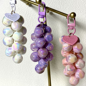 Mới Đến Sáng Tạo <span class=keywords><strong>3D</strong></span> Trái Cây Pha Lê Nho Quyến Rũ Keychain Ngọt Ngào Mô Phỏng Trái Cây Keyring Mặt Dây Chuyền Túi Quyến Rũ - Product Image 1
