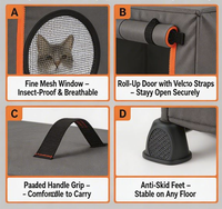 Cage à chat portable pliable de luxe moderne en bois, légère, écologique, respirante, pour voyages hivernaux, enclos de camping extérieur pour animaux de compagnie
