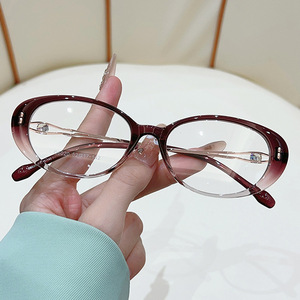 Monturas de gafas vintage con forma de ojo de gato, montura completa, color sólido, ligeras, anti UV, gafas para mujer 52-17-140 - Product Image 3
