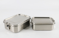 Klassische Lunchbox aus Edelstahl mit zwei Fächern Luftdichte, auslaufs ichere, kunststoff freie Bento-Brotdose mit Clip-Schlössern
