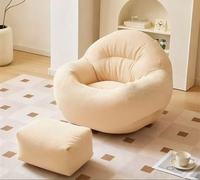 Fauteuil pouf moderne une place en velours côtelé, rembourré de billes de mousse, assise douce et relaxante pour salon