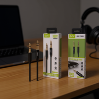 Cables de Audio y Video SUNING al por Mayor, con Blindaje Trenzado y Chapado en Oro, de 3.5mm Macho a Macho, para Auriculares, en Caja de Color