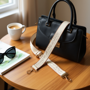 Cinghia in Tessuto 4Cm Beige con Scritta in Inglese per Borse - Product Image 2