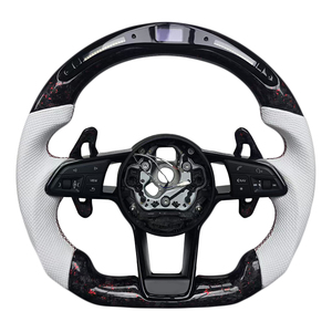 Volante Deportivo de Cuero con LED y Fibra de Carbono Forjada para Audi B9 B8 C8 A4 A6 A7 R8 TT RS A8 Q7, Venta Directa de Fábrica - Product Image 1