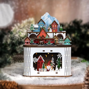 Villaggio Natalizio in Legno Tagliato al Laser Personalizzato con Arco, Scena Invernale di Città Antica per Regalo - Product Image 3