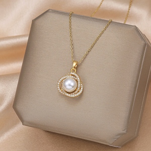 Xl051 थोक उच्च-अंत सामान स्टेनलेस स्टील महिलाओं को नेकलेस प्राकृतिक खोल क्लोवर नेकलेस गहने - Product Image 2