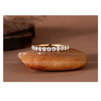 Bague de mariage minimaliste demi-éternité classique en or jaune 14K plaqué, avec diamant de laboratoire, pour femme, idéale pour les fêtes et anniversaires