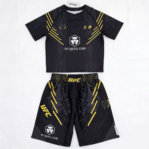 Ensemble de vêtements d'arts martiaux respirants personnalisés pour la salle de sport, la lutte, le MMA, le <span class=keywords><strong>rashguard</strong></span>, la boxe, pour hommes, <span class=keywords><strong>rashguard</strong></span> de BJJ avec fonction extensible - Product Image 1