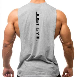 Custom Logo Cotton Muscle Athletic Shirts Sleeveless Fitness Wear Workout Men Gym Tank Top For Men