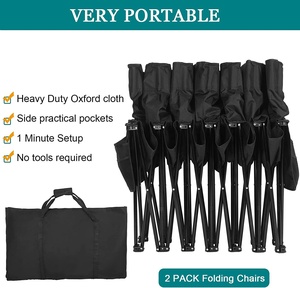 مقعد رياضي جانبي محمول 6 مقاعد قابل للطي مع ظهر وفريق رياضي للتخييم كراسي سوداء - Product Image 4