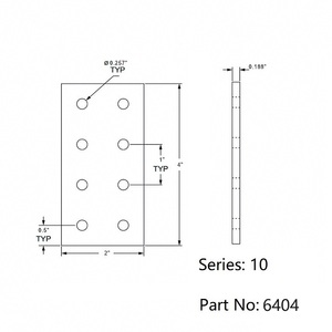 T-khe cắm nhôm đùn 2 ''x 4'' Đế Quốc 8 lỗ hình chữ nhật phẳng tấm phẳng tham gia tấm Anodizing #6404 - Product Image 3