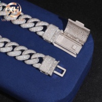 Chaîne cubaine en moissanite de 20 mm, tailles mixtes, pavée de pierres, style hip-hop streetwear, collier bijoux pour hommes et femmes