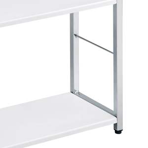DB Industrial Design 4-Tier Rectangular <b>Bookshelf</b> <b>White</b> and Chrome Living Room & Home Office Furniture - Product Image 3