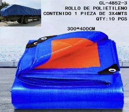 Bâche imperméable 3x4 mètres rectangulaire pour extérieur, auvent bleu orange en PVC - Product Image 3