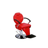 Kit Completo de Muebles para Barbería Rojo y Negro, Silla de Barbero, Espejo de Estilismo, Gabinete, Taburete para Técnico, Equipo Completo para Salón de Belleza