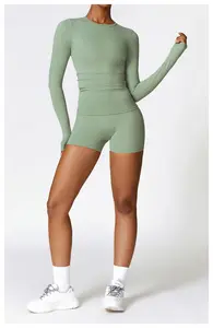 Aola özel Logo kaliteli Yoga setleri bayan rahat kumaş spor setleri kadınlar için toptan egzersiz kıyafeti