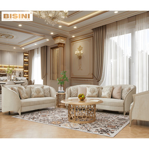 Deluxe soggiorno europeo divano Set metallizzato <span class=keywords><strong>oro</strong></span> antico con Belle <span class=keywords><strong>argento</strong></span> Champagne in legno massello in legno massello mobili imbottiti - Product Image 6