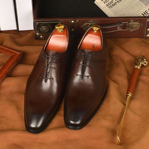 Zapatos Casuales de Negocios Hechos a Mano con Piel de Vacuno, Zapatos Formales Personalizados para Hombre, Zapatos de Fiesta y Boda al por Mayor, con Cordones y Aumento de Altura - Product Image 5