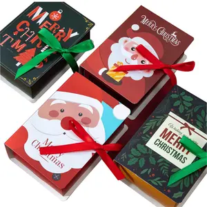 Cajas de regalo de papel de Navidad baratas, caja pequeña de dulces de Navidad para niños, cajas de adornos de papel Goody para decoración de árboles de Navidad