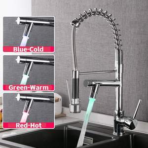 Keran air Led dapur Gourmet produk baru Modern keluaran Ganda <span class=keywords><strong>tab</strong></span> keran mixer tarik ke bawah - Product Image 2