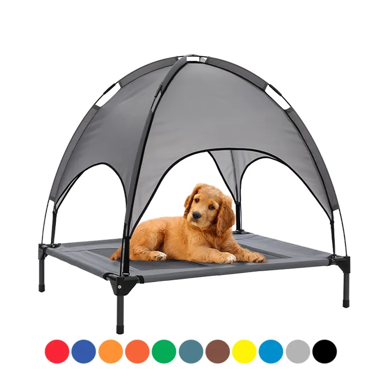 Lower Price Portable Chew Proof Raised Waterproof Easy To Carry Pet Cot Folding Outdoor Elevated Dog Bed With Canopy