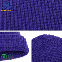 Gorro de Punto Tipo Waffle Personalizado de Fábrica OCS BSCI, Textura Térmica, Grueso, con Puño, Cálido, Unisex, para Invierno, para Venta al por Menor