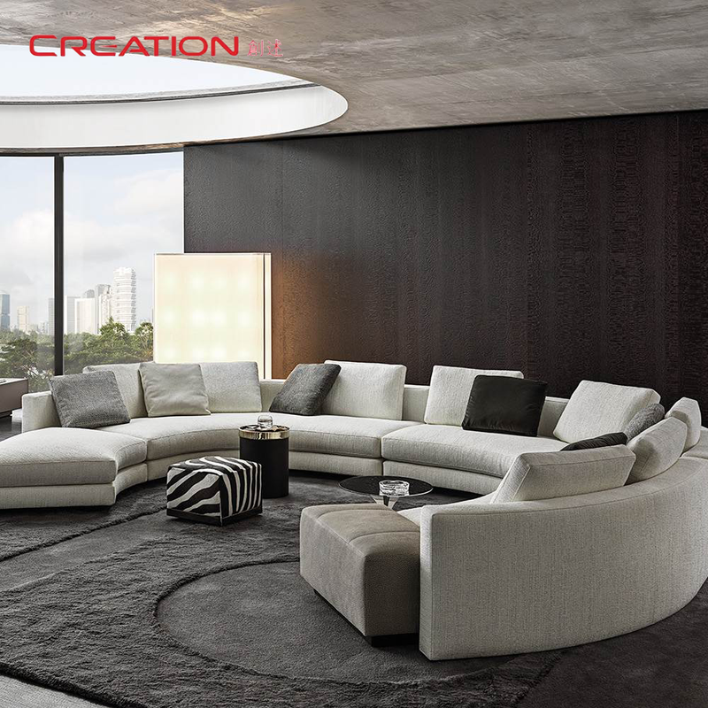 Custom Leather and Fabric Sofa Set