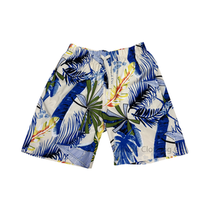 Shorts de bain pour hommes personnalisés, imprimés tropicaux, taille mi-haute, avec cordon de serrage, en tissu tissé, style designer - Product Image 4